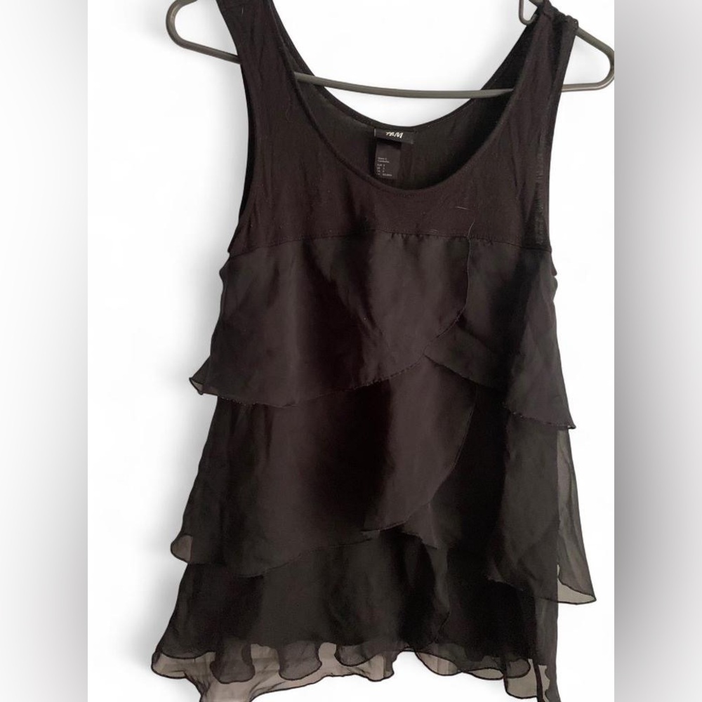 H&M Sheer Black Ruffled Tank